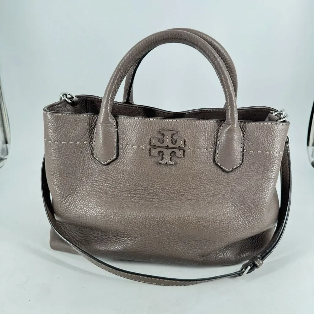Tory Burch McGraw Brown Leather 2-Way Tote Crossbody Shoulder Bag